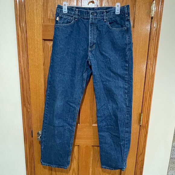 CARHARTT FR Relaxed Fit Men's 36x32 Blue Denim 4100 Cat 2 Work Jeans
